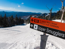 ski trail sign at smugglers notch