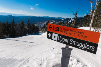 ski trail sign at smugglers notch