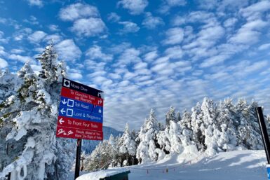 stowe mountain ski resort trail sign